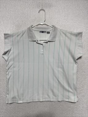 VTG 80’s American Line Striped Short Sleeve Collared Shirt Women’s XL
